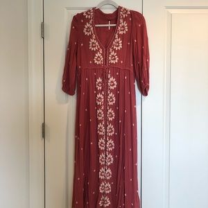 Free People Embroidered Fable Midi Dress